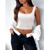 Zeagoo Women’s Square Neck Sleeveless Crop Tops 2026 Cute Double Layer Casual Slim Fit Trendy Tank Tops(B_white)