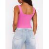 Zeagoo Women’s Square Neck Sleeveless Crop Tops 2026 Cute Double Layer Casual Slim Fit Trendy Tank Tops(Fluo Pink)