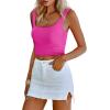 Zeagoo Women’s Square Neck Sleeveless Crop Tops 2026 Cute Double Layer Casual Slim Fit Trendy Tank Tops(Hot Pink)