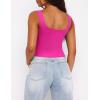 Zeagoo Women’s Square Neck Sleeveless Crop Tops 2026 Cute Double Layer Casual Slim Fit Trendy Tank Tops(Hot Pink)