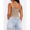 Zeagoo Women’s Square Neck Sleeveless Crop Tops 2026 Cute Double Layer Casual Slim Fit Trendy Tank Tops(Khaki)