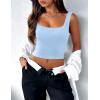 Zeagoo Women’s Square Neck Sleeveless Crop Tops 2026 Cute Double Layer Casual Slim Fit Trendy Tank Tops(Light Blue)