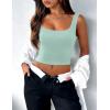 Zeagoo Women’s Square Neck Sleeveless Crop Tops 2026 Cute Double Layer Casual Slim Fit Trendy Tank Tops(Mint Green)