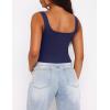 Zeagoo Women’s Square Neck Sleeveless Crop Tops 2026 Cute Double Layer Casual Slim Fit Trendy Tank Tops(Navy Blue)