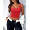 Zeagoo Women’s Square Neck Sleeveless Crop Tops 2026 Cute Double Layer Casual Slim Fit Trendy Tank Tops(Red)