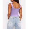 Zeagoo Women’s Square Neck Sleeveless Crop Tops 2026 Cute Double Layer Casual Slim Fit Trendy Tank Tops(Violet)