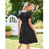 Zeagoo Womens Summer Dress Mini Petal Short Sleeve Dresses Pleated Button Down V Neck Floral Beach Swing Vacation Dress 2026(Black)