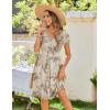 Zeagoo Womens Summer Dress Mini Petal Short Sleeve Dresses Pleated Button Down V Neck Floral Beach Swing Vacation Dress 2026(Floral Pink)