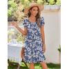 Zeagoo Womens Summer Dress Mini Petal Short Sleeve Dresses Pleated Button Down V Neck Floral Beach Swing Vacation Dress 2026(Floral White Blue)
