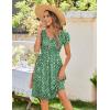 Zeagoo Womens Summer Dress Mini Petal Short Sleeve Dresses Pleated Button Down V Neck Floral Beach Swing Vacation Dress 2026(Jh560)