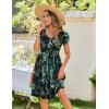 Zeagoo Womens Summer Dress Mini Petal Short Sleeve Dresses Pleated Button Down V Neck Floral Beach Swing Vacation Dress 2026(Leaf Green 2)