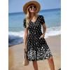 Zeagoo Womens Summer Dress Mini Petal Short Sleeve Dresses Pleated Button Down V Neck Floral Beach Swing Vacation Dress 2026(Sp122)