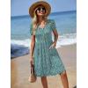 Zeagoo Womens Summer Dress Mini Petal Short Sleeve Dresses Pleated Button Down V Neck Floral Beach Swing Vacation Dress 2026(Xh539)