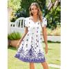 Zeagoo Womens Summer Dress Mini Petal Short Sleeve Dresses Pleated Button Down V Neck Floral Beach Swing Vacation Dress 2026(Yg1)