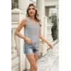 Zeagoo Womens Summer Tank Tops 2025 V Neck Sleeveless Casual Loose Fit T Shirts Side Split Going Out Tops Tunic(Light Grey)