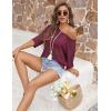 Zeagoo Womens Summer Tops Crochet Sweaters Resort Wear 3/4 Sleeve Hollow Out Knit Tops 2026 Beach Coverup(Burgundy)