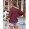 Zeagoo Womens Summer Tops Crochet Sweaters Resort Wear 3/4 Sleeve Hollow Out Knit Tops 2026 Beach Coverup(Burgundy)