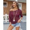 Zeagoo Womens Summer Tops Crochet Sweaters Resort Wear 3/4 Sleeve Hollow Out Knit Tops 2026 Beach Coverup(Burgundy)