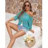 Zeagoo Womens Summer Tops Crochet Sweaters Resort Wear 3/4 Sleeve Hollow Out Knit Tops 2026 Beach Coverup(Lake Blue)