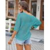 Zeagoo Womens Summer Tops Crochet Sweaters Resort Wear 3/4 Sleeve Hollow Out Knit Tops 2026 Beach Coverup(Lake Blue)