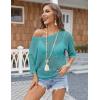 Zeagoo Womens Summer Tops Crochet Sweaters Resort Wear 3/4 Sleeve Hollow Out Knit Tops 2026 Beach Coverup(Lake Blue)