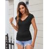 Zeagoo Womens Summer Tops Cute V Neck Cap Sleeve Tshirts Loose Fit Dressy Casual Shirts Ruched Top Tees(Black)