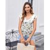 Zeagoo Womens Summer Tops Cute V Neck Cap Sleeve Tshirts Loose Fit Dressy Casual Shirts Ruched Top Tees(Floral White)