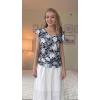 Zeagoo Womens Summer Tops Cute V Neck Cap Sleeve Tshirts Loose Fit Dressy Casual Shirts Ruched Top Tees(Flower Black)