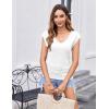 Zeagoo Womens Summer Tops Cute V Neck Cap Sleeve Tshirts Loose Fit Dressy Casual Shirts Ruched Top Tees(Flower Black white)