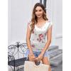 Zeagoo Womens Summer Tops Cute V Neck Cap Sleeve Tshirts Loose Fit Dressy Casual Shirts Ruched Top Tees(Flower White)
