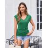 Zeagoo Womens Summer Tops Cute V Neck Cap Sleeve Tshirts Loose Fit Dressy Casual Shirts Ruched Top Tees(Green)