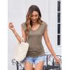 Zeagoo Womens Summer Tops Cute V Neck Cap Sleeve Tshirts Loose Fit Dressy Casual Shirts Ruched Top Tees(Khaki)