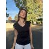 Zeagoo Womens Summer Tops Cute V Neck Cap Sleeve Tshirts Loose Fit Dressy Casual Shirts Ruched Top Tees(Pink  Black)