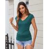 Zeagoo Womens Summer Tops Cute V Neck Cap Sleeve Tshirts Loose Fit Dressy Casual Shirts Ruched Top Tees(Teal)