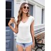 Zeagoo Womens Summer Tops Cute V Neck Cap Sleeve Tshirts Loose Fit Dressy Casual Shirts Ruched Top Tees(White)