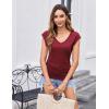 Zeagoo Womens Summer Tops Cute V Neck Cap Sleeve Tshirts Loose Fit Dressy Casual Shirts Ruched Top Tees(Wine Red)