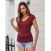 Zeagoo Womens Summer Tops Cute V Neck Cap Sleeve Tshirts Loose Fit Dressy Casual Shirts Ruched Top Tees(Wine Red)