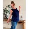 Zeagoo Womens Summer Tops Dressy Casual High Neck Sleeveless Shirts Basic Loose Fit Tank Tops Beach Vacation 2 Pack(B-black&navy)