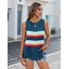 Zeagoo Womens Summer Tops Dressy Casual High Neck Sleeveless Shirts Basic Loose Fit Tank Tops Beach Vacation 2 Pack(Black&rainbow Navy)