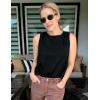 Zeagoo Womens Summer Tops Dressy Casual High Neck Sleeveless Shirts Basic Loose Fit Tank Tops Beach Vacation 2 Pack(Black&rainbow Navy)