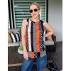 Zeagoo Womens Summer Tops Dressy Casual High Neck Sleeveless Shirts Basic Loose Fit Tank Tops Beach Vacation 2 Pack(F-black&khaki Stripe)