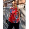 Zeagoo Womens Summer Tops Dressy Casual High Neck Sleeveless Shirts Basic Loose Fit Tank Tops Beach Vacation 2 Pack(F-black&red Floral)