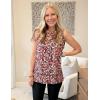 Zeagoo Womens Summer Tops Dressy Casual High Neck Sleeveless Shirts Basic Loose Fit Tank Tops Beach Vacation 2 Pack(F-black&red White Flower)