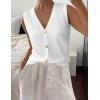 Zeagoo Womens Sweater Vest V Neck Button Down Shirts Trendy Knit Sleeveless Cardigan Top Shirt S-XXL(White)