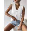 Zeagoo Womens Sweater Vest V Neck Button Down Shirts Trendy Knit Sleeveless Cardigan Top Shirt S-XXL(White)