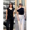 Zeagoo Womens Tank Tops 2 Pack Trendy Going Out Tops Sleeveless Shirts Ruched Business Casual Basic Tunic Tops Outfits(B-black&black)