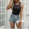 Zeagoo Womens Tank Tops 2025 Sleeveless Summer Tops High Neck Ribbed Knit Shirts Casual Basic Ruched Tops(Black)