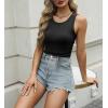 Zeagoo Womens Tank Tops 2025 Sleeveless Summer Tops High Neck Ribbed Knit Shirts Casual Basic Ruched Tops(Black)