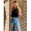 Zeagoo Womens Tank Tops 2025 Sleeveless Summer Tops High Neck Ribbed Knit Shirts Casual Basic Ruched Tops(Black brown)