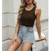 Zeagoo Womens Tank Tops 2025 Sleeveless Summer Tops High Neck Ribbed Knit Shirts Casual Basic Ruched Tops(Brown)
